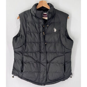 U. S. Polo Assn Quilted Puffer Vest Snap Closure Black Womens Medium